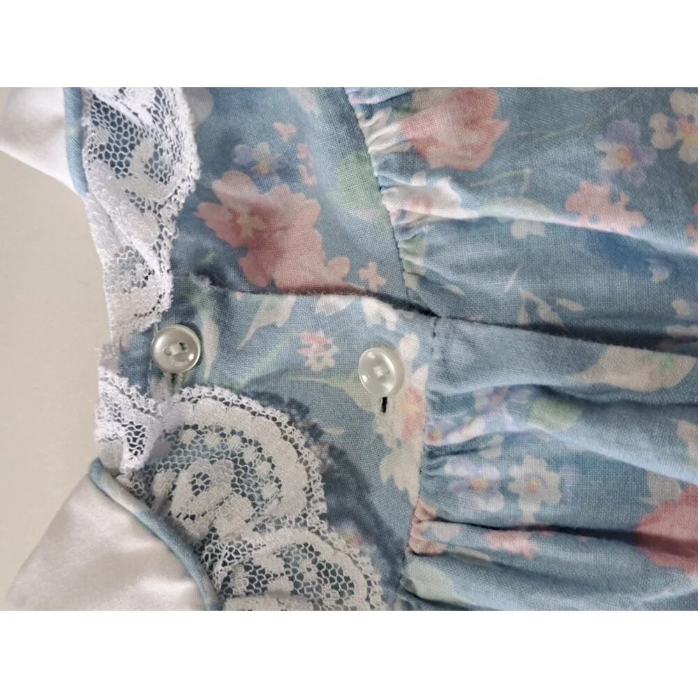 Vtg Bryan Baby Girl 6-9 Months Floral Tiered Dress Pastel Lace Bow Collar 2 Pc - Picture 10 of 13